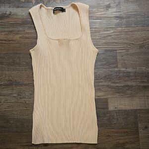 Women's Cream Ribbed Tank Top